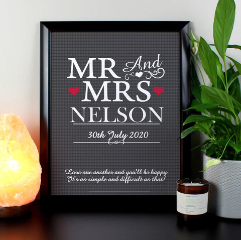 Personalised Mr & Mrs Black Framed Print