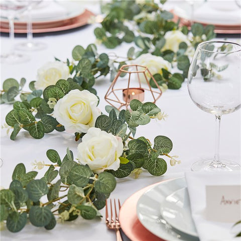Botanical Wedding Eucalyptus & White Rose Garland