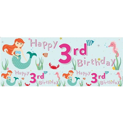 Mermaid 3rd Birthday Foil Banner