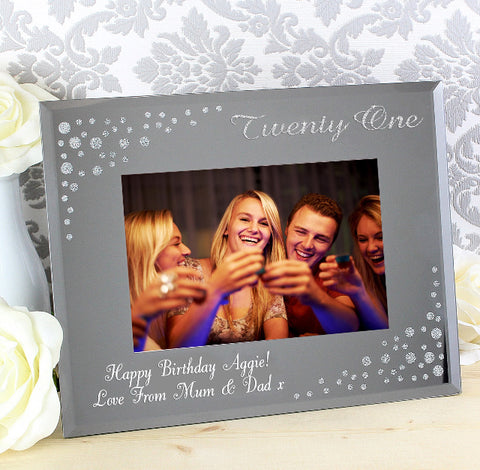 Personalised Twenty One Diamante 6x4 Glass Photo Frame