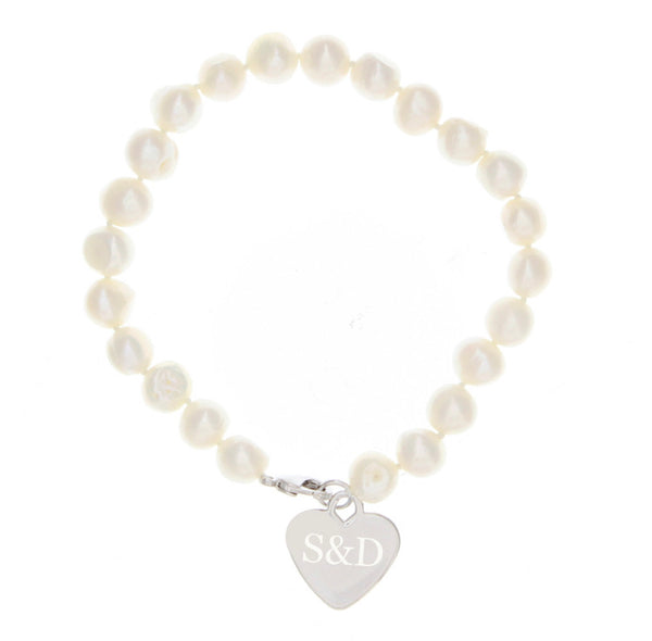 Personalised White Freshwater Pearl Initial Bracelet