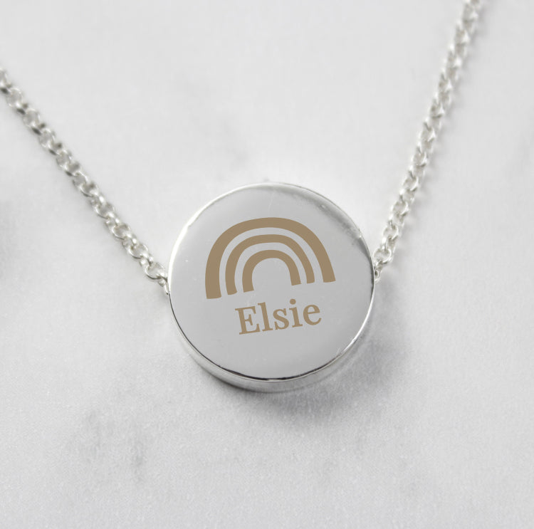 Personalised Rainbow Disc Necklace