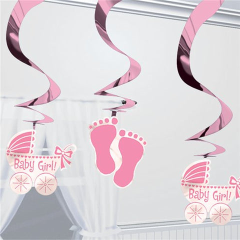 Baby Girl Hanging Swirl Decoration