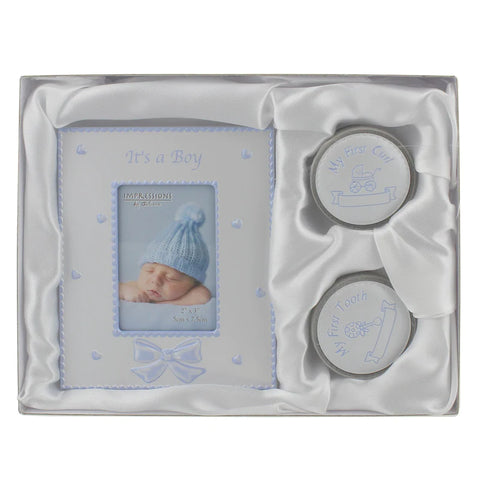 Baby Boy Frame/1st Tooth/1st Curl Gift Set