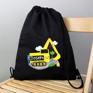 Personalised Digger Black Swim & Kit Bag