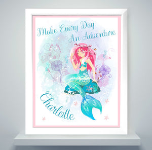 Personalised Mermaid White Framed Print