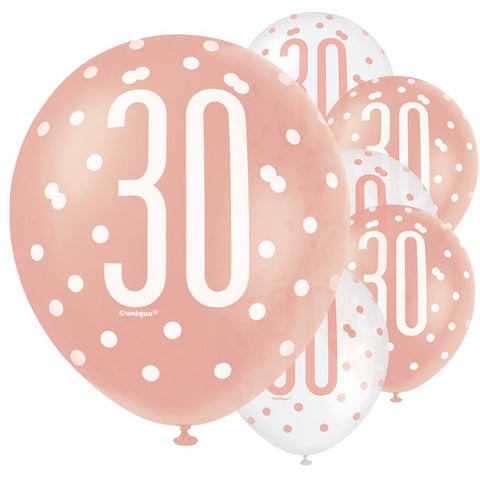 Rose Gold Glitz 30th Birthday Balloons
