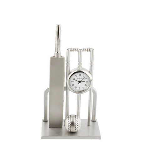 William Widdop Miniature Clock Cricket Set Brushed Silver