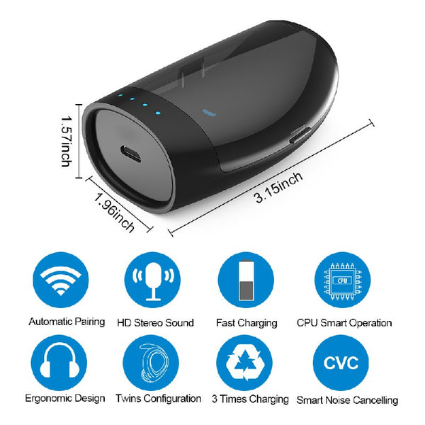 Bluetooth Wireless IPX7 Stereo Headset - Black