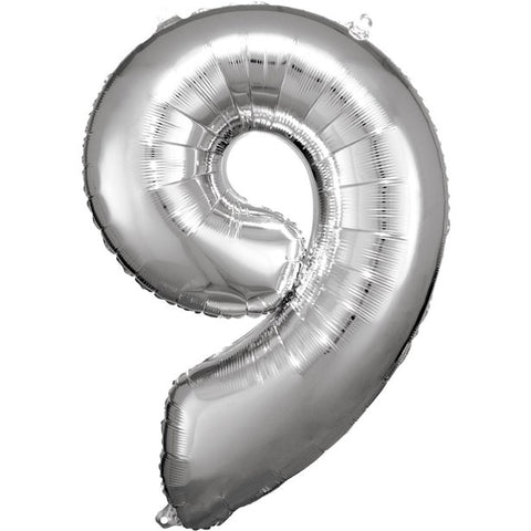 Silver Number 9 Balloon