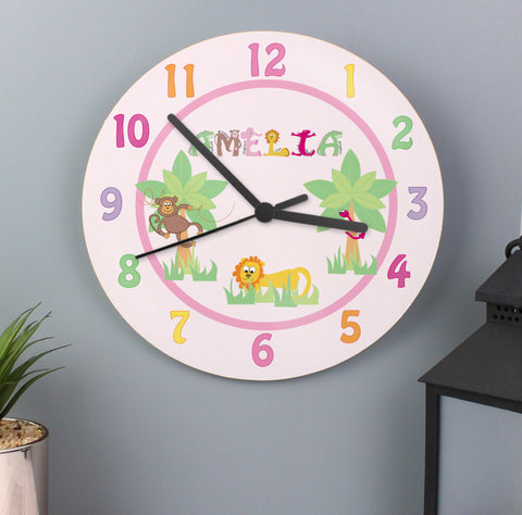 Personalised Animal Alphabet Girls Clock