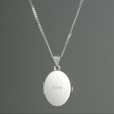 Personalised Sterling Silver Oval Locket Necklace