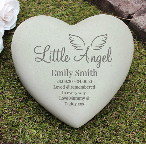 Personalised Little Angel Heart Memorial