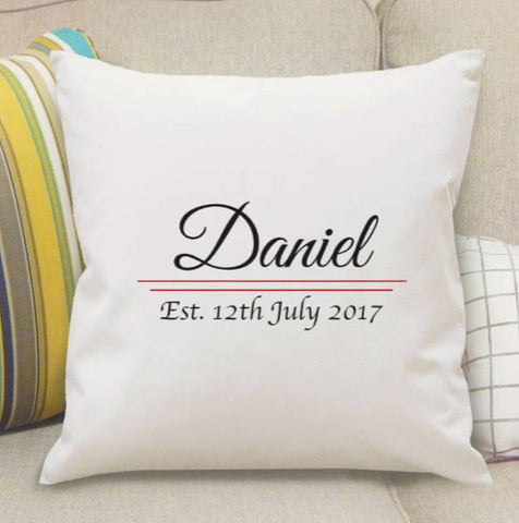 Personalised Name Established Cushion