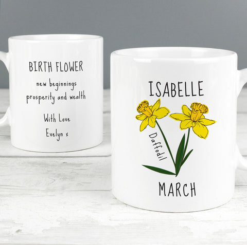 Personalised March Birth Flower - Daffodil Mug