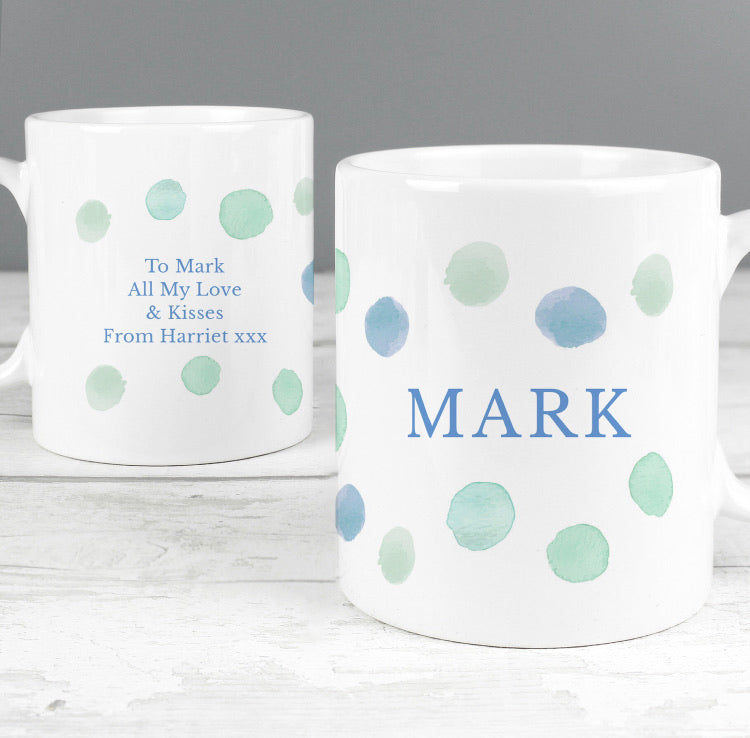 Personalised Blue Spot Mug