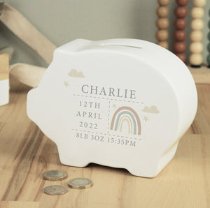 Personalised Rainbow Piggy Bank