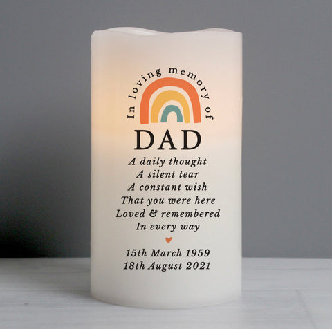 Personalised In Loving Memory Rainbow LED Candle