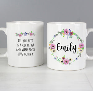 Personalised Floral Mug