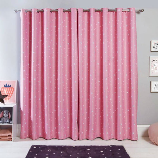Stars Blackout Curtains - Pink