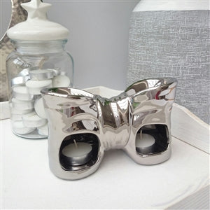 Bow Double Ceramic Wax Melter - Silver