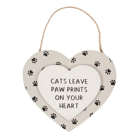 Cats Leave Paw Prints Hanging Sign