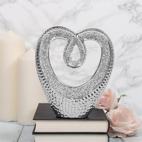 Silver Diamante Heart Ornament