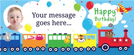 Personalised Train Birthday Banner