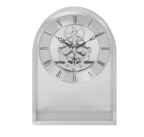 William Widdop Brushed Aluminium Arched Mantel Clock