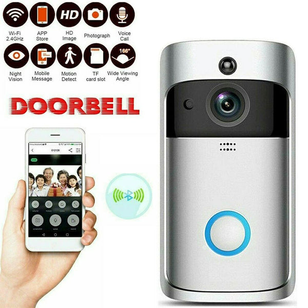 Smart Wireless Wifi Video Doorbell Free Hole Anti-theft Monitoring Doorbell - Silver