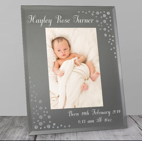 Personalised Any Message 6x4 Diamante Glass Photo Frame